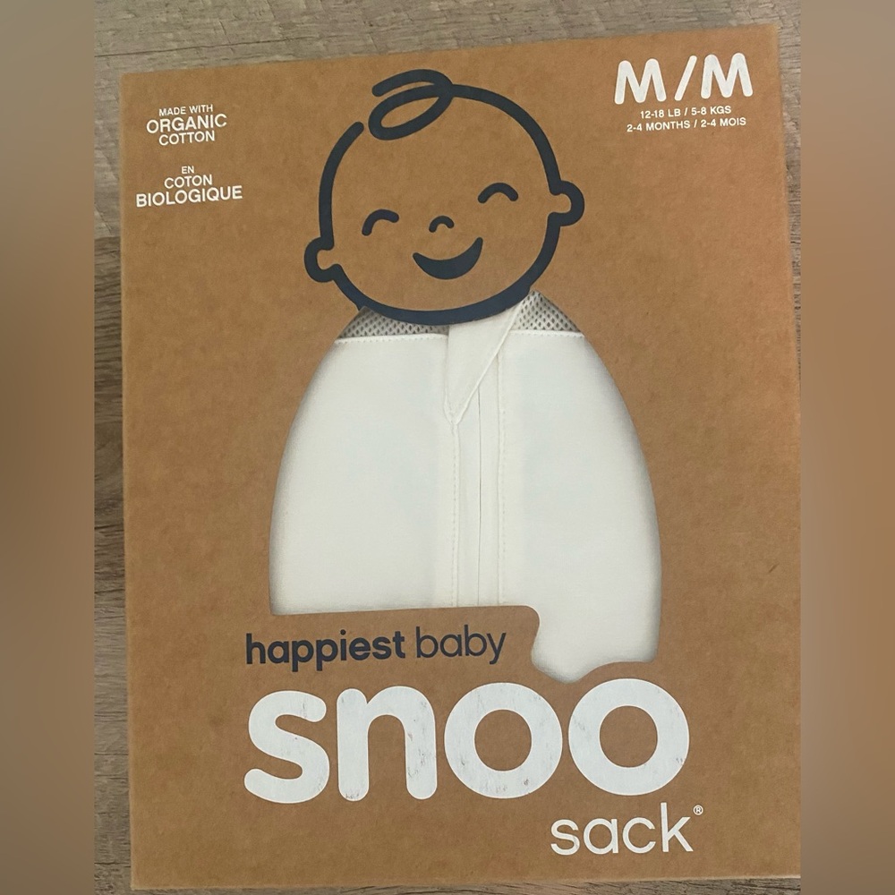 Happiest Baby Snoo Sack 100% Organic Cotton (M) 2-4 Months/12-18 lbs (New) Ivory